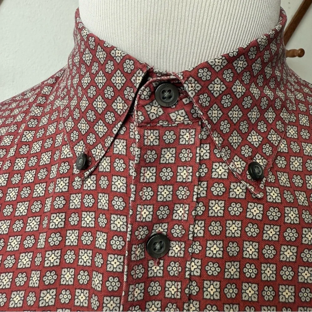 Retro Hippie Floral Geometric Patterned Button Up Shirt